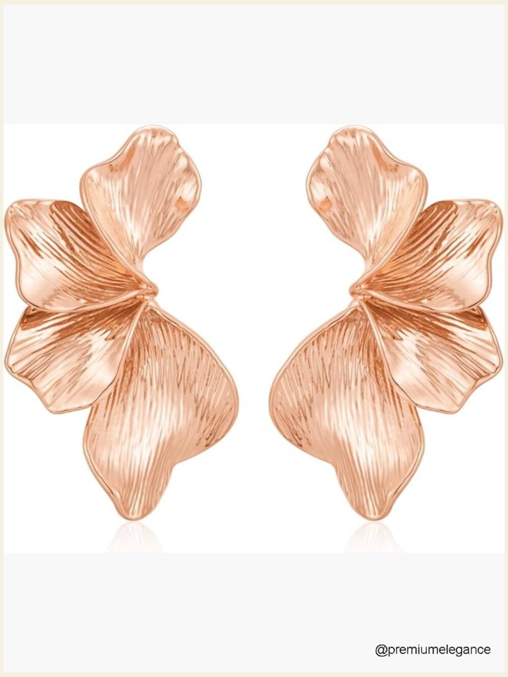 Large Floral Leaf Dangle Earrings Gold Plated Statement Studs Hypoallergenic